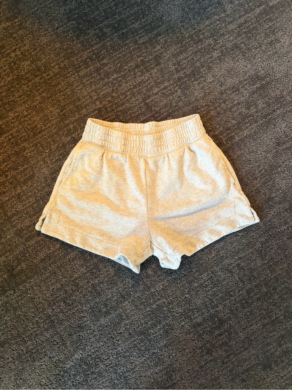 aerie Light Gray Smocked-Waist Athletic Shorts